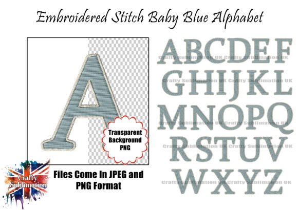 Download Baby Blue a–Z Embroidered Alphabet PNG - Png Collection
