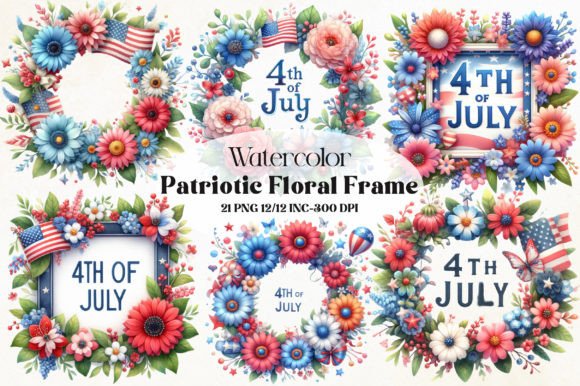 Download Patriotic Floral Frame PNG Clipart - Png Collection