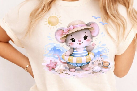Download Cute Watercolor Beach Mouse PNG - Png Collection