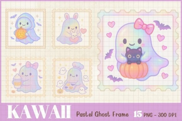 Download Kawaii Pastel Ghost Frame Clipart PNG - Png Collection