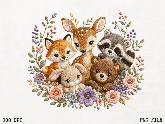 Download Woodland Friends Floral Animal PNG | Cut - Png Collection