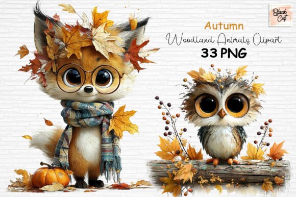 Download Autumn Woodland Animals Clipart Set PNG - Png Collection