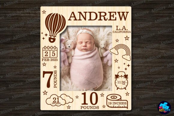 Download Baby Announcement Photo Frame Laser Cut - Premium Resources