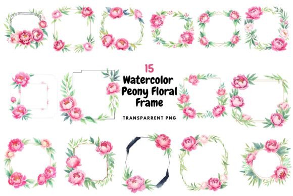 Download Watercolor Peony Floral Frame PNG - Png Collection