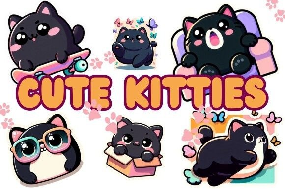 Download 10 Cute Black Kitties PNG Pack + Bonus - Png Collection