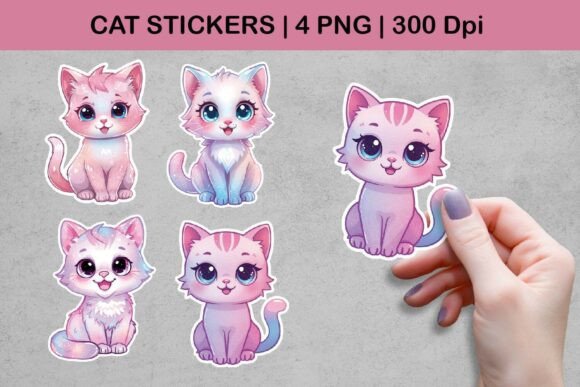 Download Cat Stickers | Cute Pastel Cat PNG Set - Png Collection
