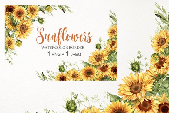 Download Watercolor Sunflower Corner Border PNG - Png Collection