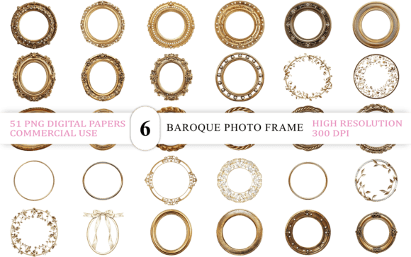 Download Golden Ornamental Round Frame PNG Set - Png Collection