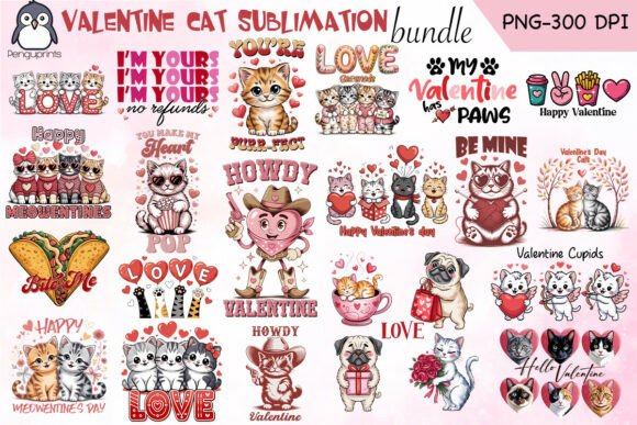 Download Valentine Cat Sublimation Bundle - Valentine Collection