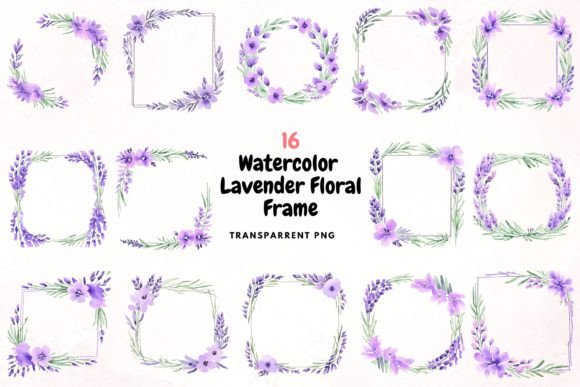 Download Watercolour Lavender Floral Frame PNG - Png Collection