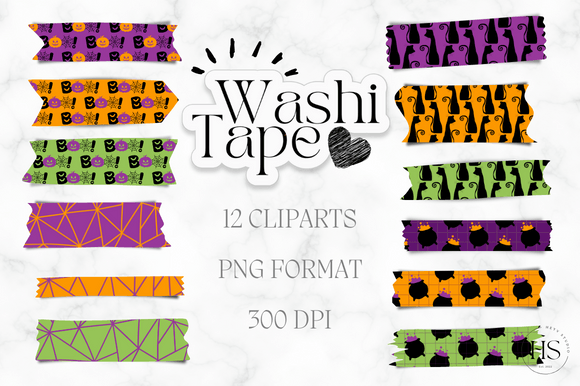 Download 12 Happy Halloween Washi Tape PNG Bundle - Png Collection