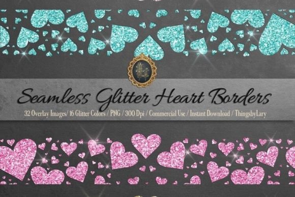 Download Seamless Glitter Heart Border PNG - Png Collection