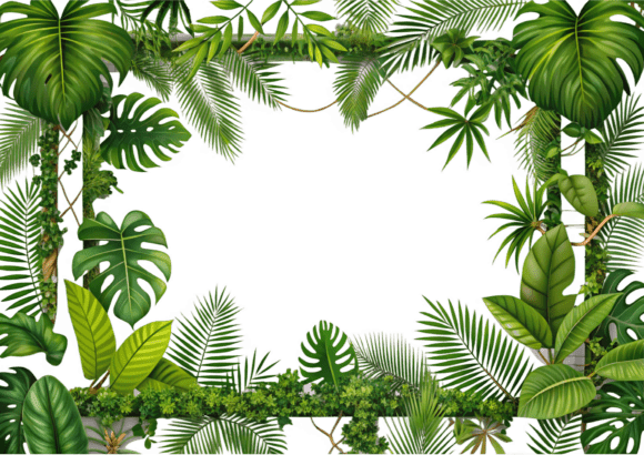 Download Free Tropical Leaves Frame Template Png - Png Collection