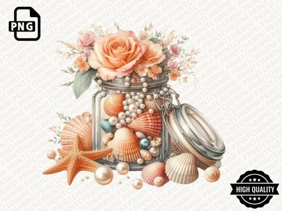 Download Summer Seashell Jar Clipart PNG - Png Collection