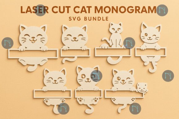 Download Laser Cut Cat Monogram SVG Bundle - Laser cut Collection