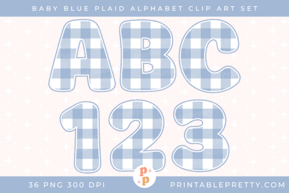 Download Baby Blue Buffalo Plaid Alphabet PNG Set - Png Collection