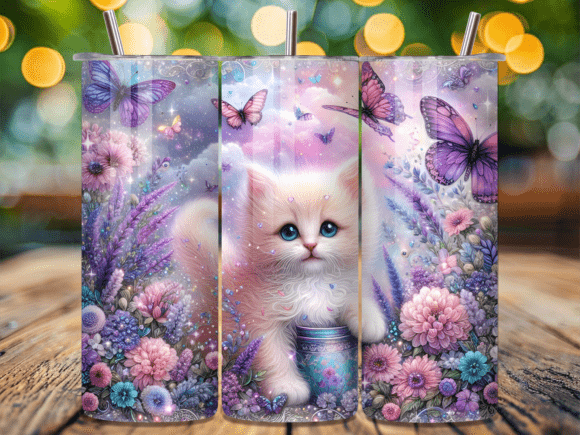 Download Fluffy Pastel Kitten Sitting Tumbler PNG - Png Collection