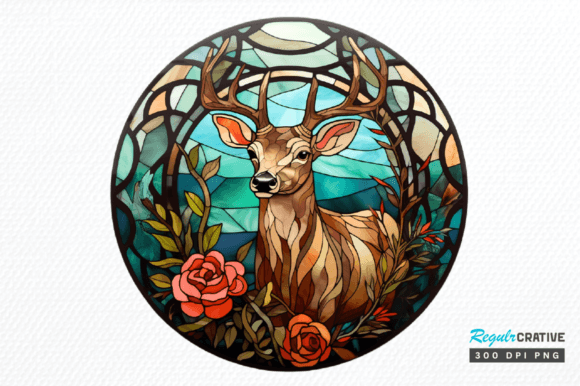Download Stained Glass Christmas Deer Clipart Png - Png Collection