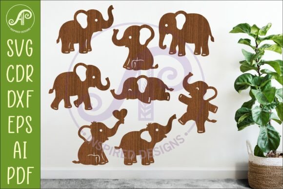 Download Cute Elephant SVG Laser Cut Files Bundle - Laser cut Collection