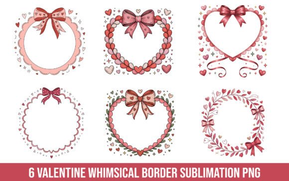 Download 6 Valentine Whimsical Border Sublimation - Valentine Collection