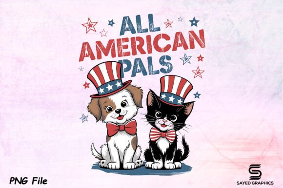 Download 4th of July Vintage Dog Cat PNG Design - Png Collection