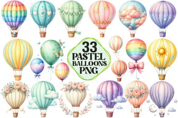 Download Hot Air Balloon Png, Pastel Balloons Png - Png Collection