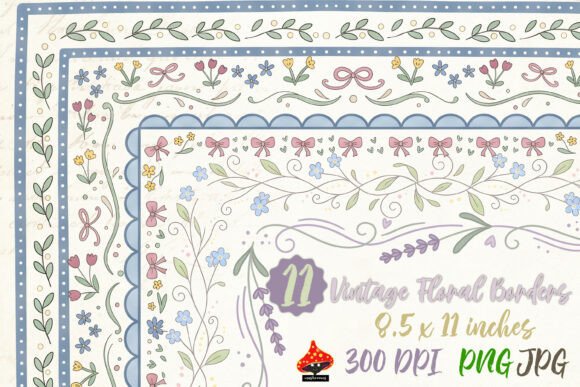 Download Vintage Floral Borders 11 PNG Bundle - Png Collection