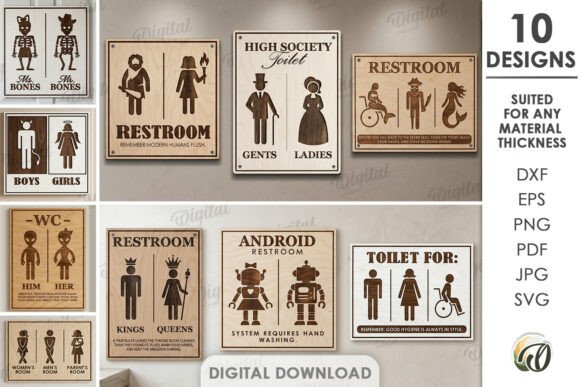 Download Restroom Signs Bundle Laser Cut - Premium Bundle