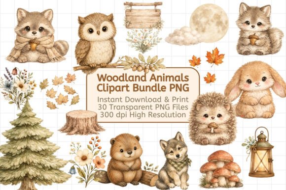 Download 30 Woodland Animals Clipart Bundle PNG - Png Collection
