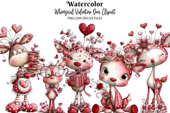Download Whimsical Valentine Deer Clipart - Valentine Collection