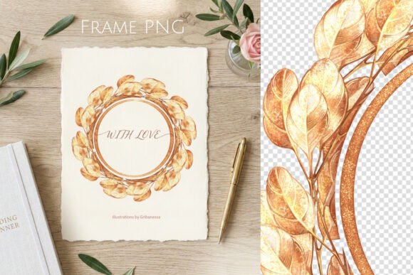 Download Gold Botanical Frame PNG Luxury Wreath - Png Collection