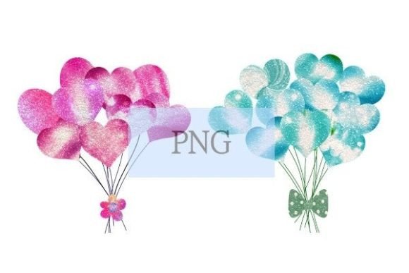 Download Glitter Balloons Pink Green Teal Png - Pink Collection