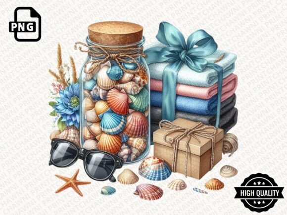 Download Summer Seashell Jar Clipart PNG - Png Collection