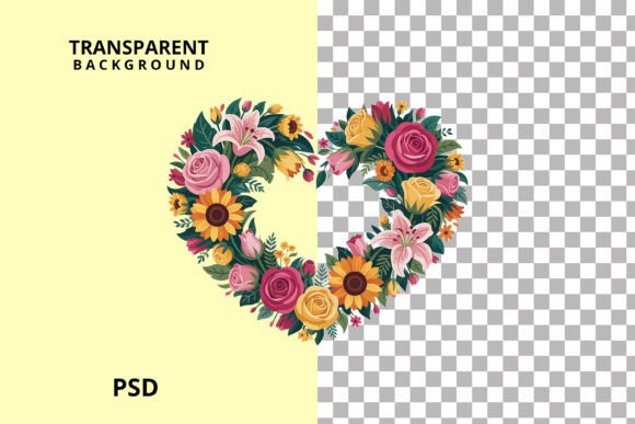 Download Vibrant Rose Lily &amp; Sunflower Heart Png - Png Collection