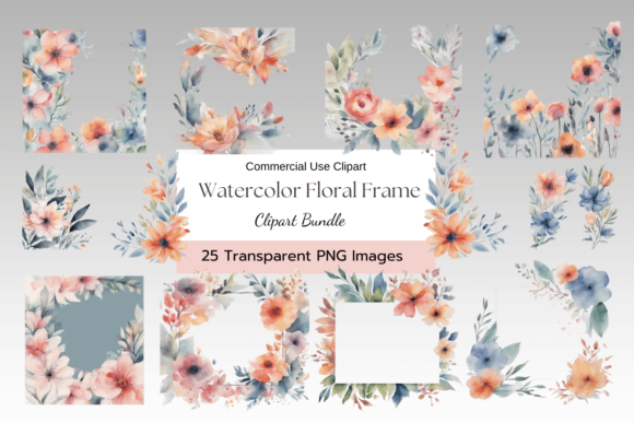 Download Dreamy Coral Watercolor Floral Frame PNG - Png Collection