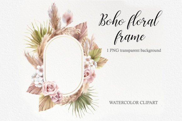 Download Watercolor Boho Gold Floral Frame PNG - Png Collection