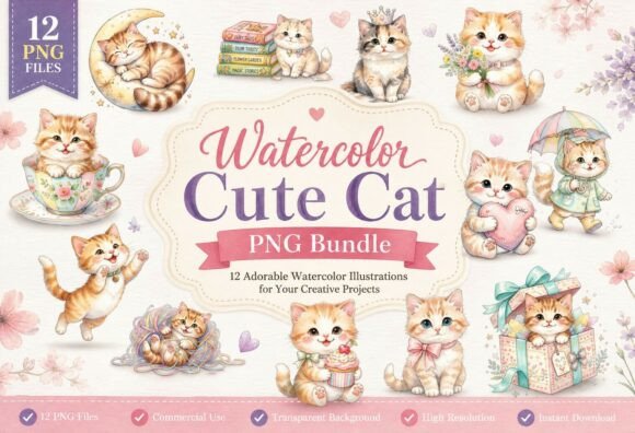 Download Watercolor Cat Transparent PNG Clipart - Png Collection
