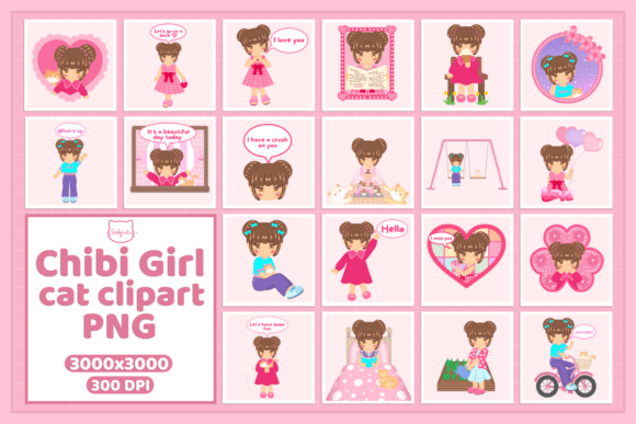 Download Cute Chibi Girl Cat Clipart PNG Bundle - Png Collection