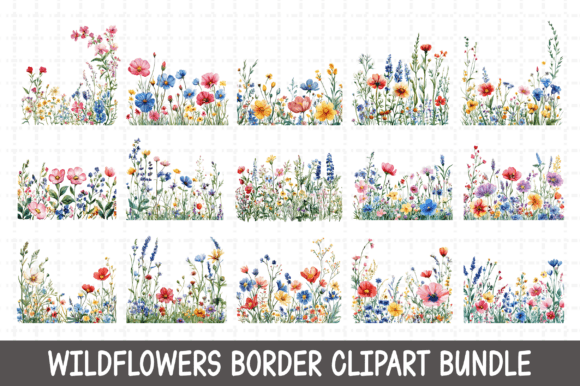 Download Wildflowers Border Clipart Bundle PNG - Png Collection