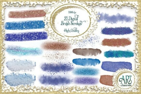 Download Brush Strokes in Blue and Rose Gold PNG - Png Collection