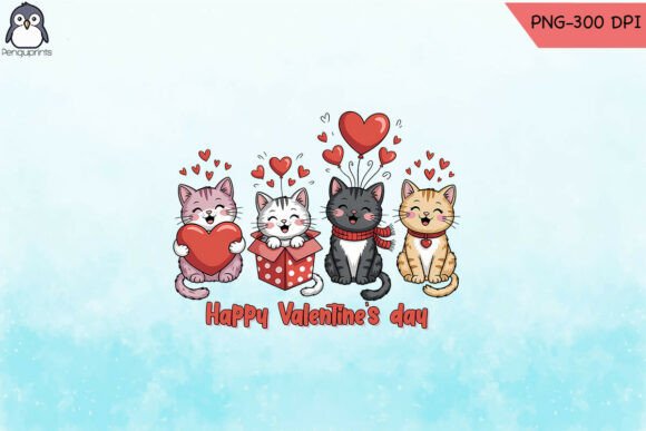 Download Cute Cat Valentine's Day Celebration PNG - Valentine Collection