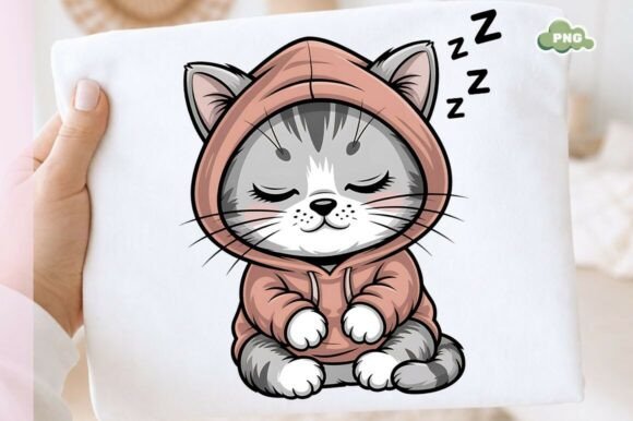 Download Sleepy Cat Hoodie Cute PNG Design - Png Collection