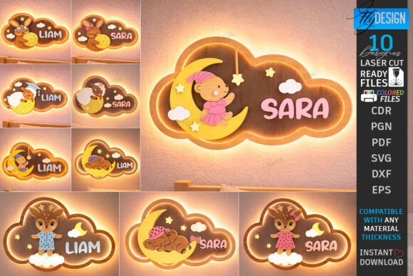 Download Cloud Night Light Laser Cut Bundle SVG - Premium Bundle
