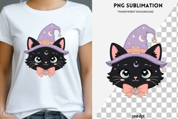 Download Pastel Witch Cat PNG | Cute Black Cat - Png Collection