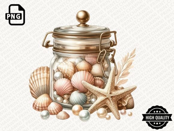 Download Summer Seashell Jar Clipart PNG - Png Collection