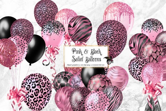 Download Pink and Black Safari Balloons Clipart - Pink Collection