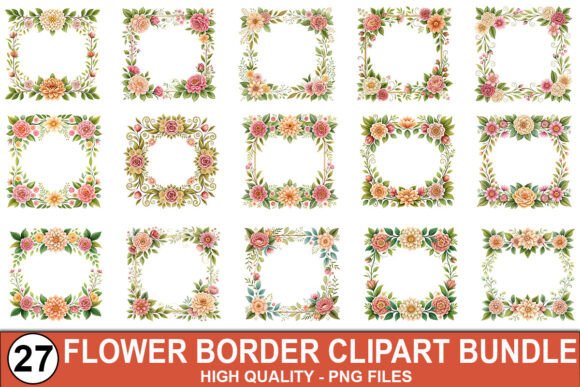Download Floral Border Clipart Bundle – PNG Files - Png Collection