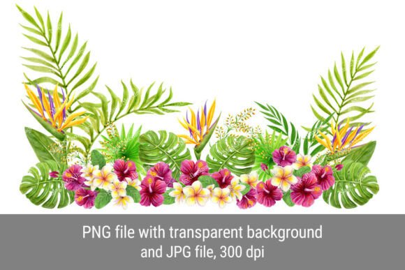 Download Watercolor Tropical Floral Border PNG - Png Collection