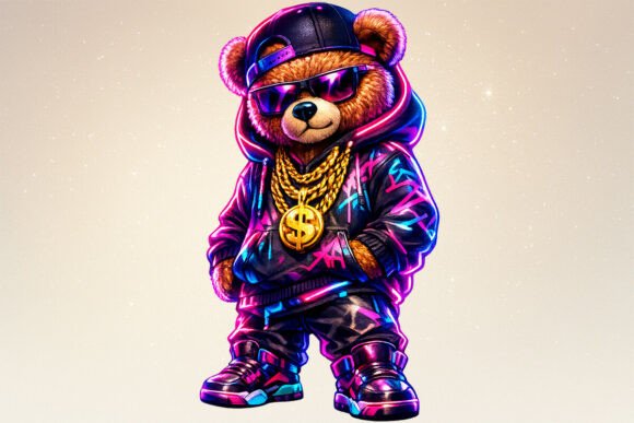 Download Neon Hip Hop Teddy Bear PNG Clipart Art - Png Collection