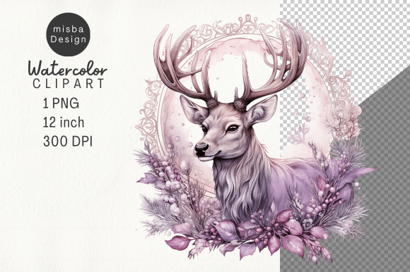 Download Vintage Christmas Deer Clipart PNG - Png Collection